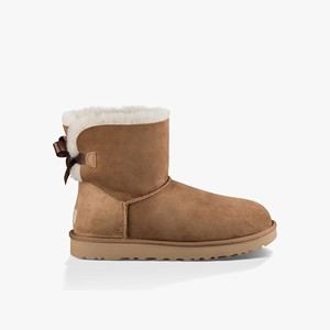 Ugg Mini Bailey Bow II Women Classic Boots Brown (2493JQYBU)